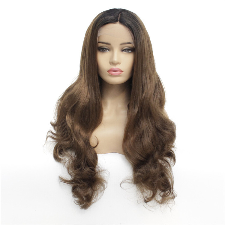 Long Wave 18 -26 inch Ombre  Lace Front Wigs 13x4 Synthetic Lae Wigs Black Women Middle Part Lace Wigs With Baby Hair Heat Resistant Wigs