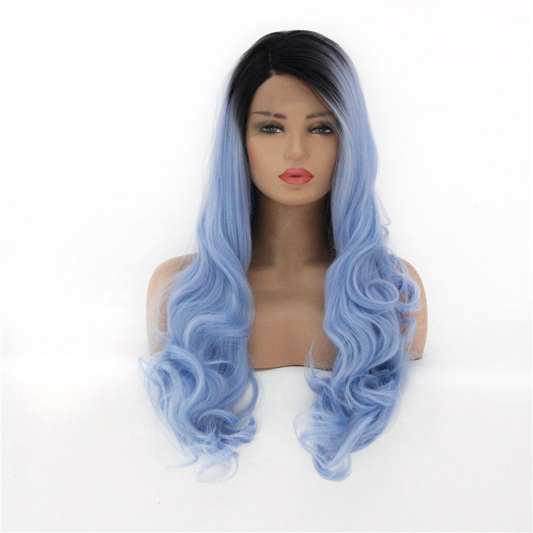 Long Wave 18 -26 inch Ombre  Lace Front Wigs 13x4 Synthetic Lae Wigs Black Women Middle Part Lace Wigs With Baby Hair Heat Resistant Wigs