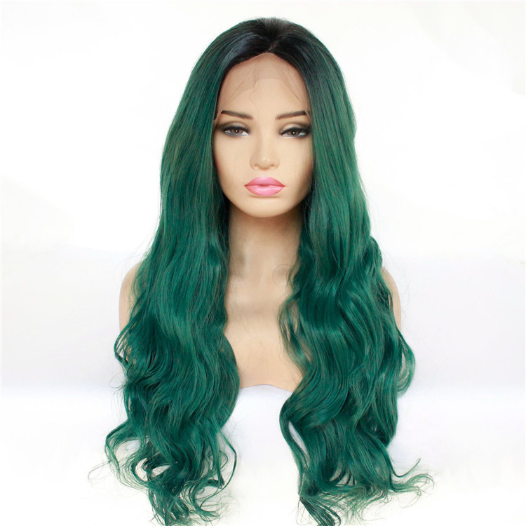 Long Wave 18 -26 inch Ombre  Lace Front Wigs 13x4 Synthetic Lae Wigs Black Women Middle Part Lace Wigs With Baby Hair Heat Resistant Wigs