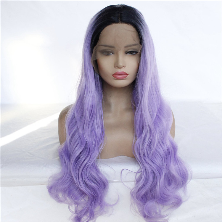 Long Wave 18 -26 inch Ombre  Lace Front Wigs 13x4 Synthetic Lae Wigs Black Women Middle Part Lace Wigs With Baby Hair Heat Resistant Wigs