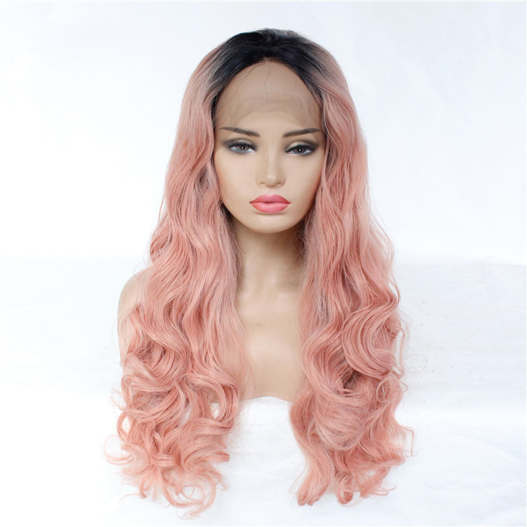 Long Wave 18 -26 inch Ombre  Lace Front Wigs 13x4 Synthetic Lae Wigs Black Women Middle Part Lace Wigs With Baby Hair Heat Resistant Wigs