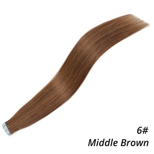 10A Medium Brown #6 Straight Tape In Hair Extensions  Remy Hair Extensions Tape In 100g Seamless tape hair extensions