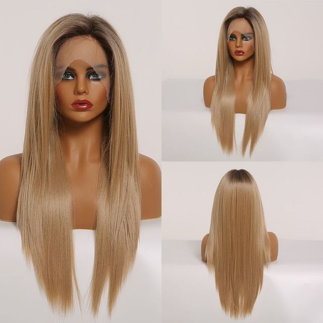 White Platinum Blonde Lace Front Synthetic Wigs Long Straight Lace Hair Wig for  Women Cosplay Daily Heat Resistant Hair