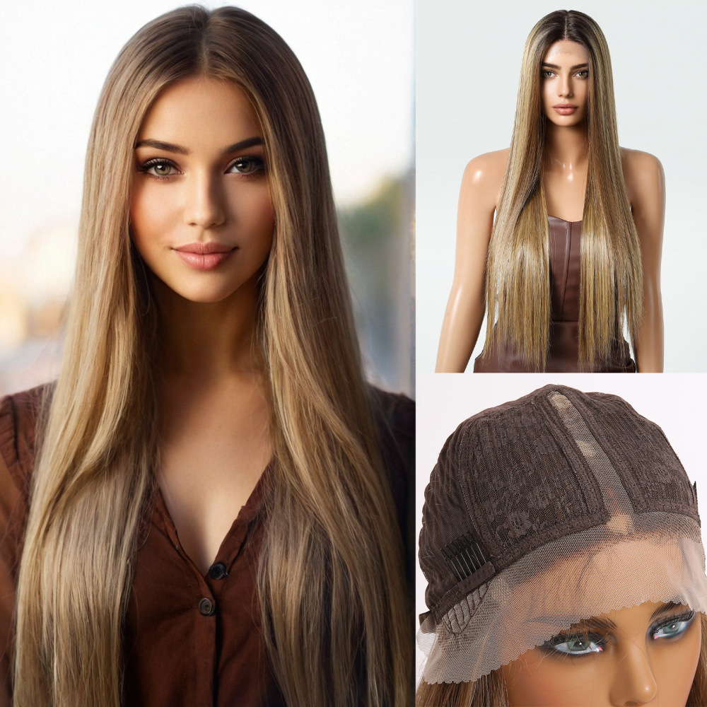 White Platinum Blonde Lace Front Synthetic Wigs Long Straight Lace Hair Wig for  Women Cosplay Daily Heat Resistant Hair