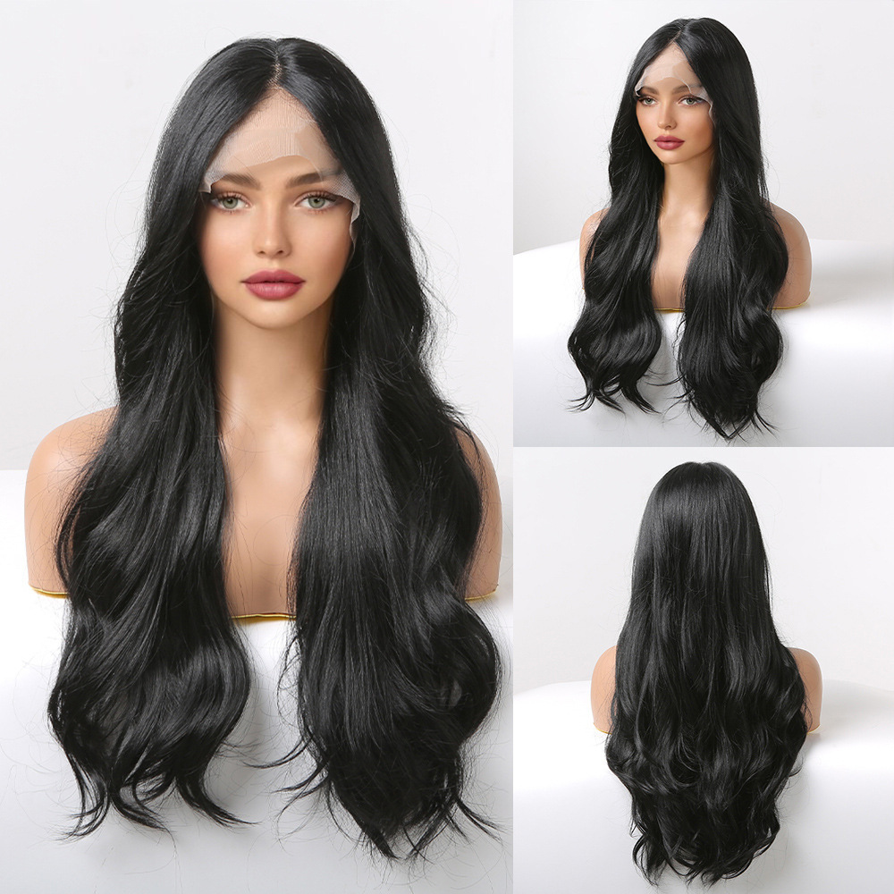 Ombre Brown Blonde Synthetic Lace Wigs Long Wavy Middle Part Hair Wig Cosplay Natural Heat Resistant Synthetic Wig for Women