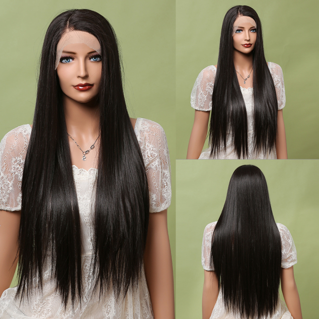 White Platinum Blonde Lace Front Synthetic Wigs Long Straight Lace Hair Wig for  Women Cosplay Daily Heat Resistant Hair