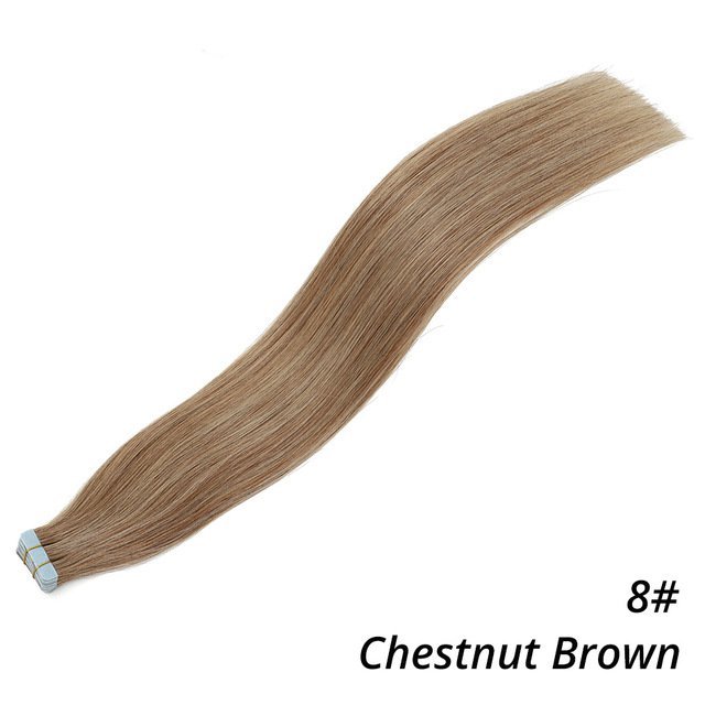 10A Light Brown #8 Straight Tape In Hair Extensions  Remy Hair Extensions Tape In 100g Per Pack Seamless tape hair extensions 16-26Inch