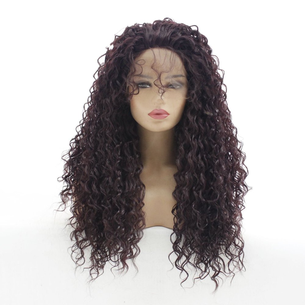 Long 18 -26 inch  Kinky Curly Lace Front  Synthetic Wigs 13x4 Heat Resistant Lace Wig With Baby Hair  For Black Women