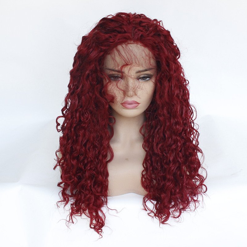 Long 18 -26 inch  Kinky Curly Lace Front  Synthetic Wigs 13x4 Heat Resistant Lace Wig With Baby Hair  For Black Women