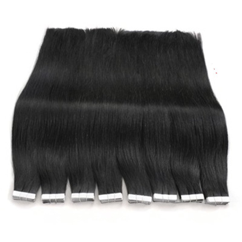 10A Jet Black  #1 Straight Tape In Hair Extensions  Remy Hair Extensions Tape In 100g Per Pack Seamless tape hair extensions 16-26Inch