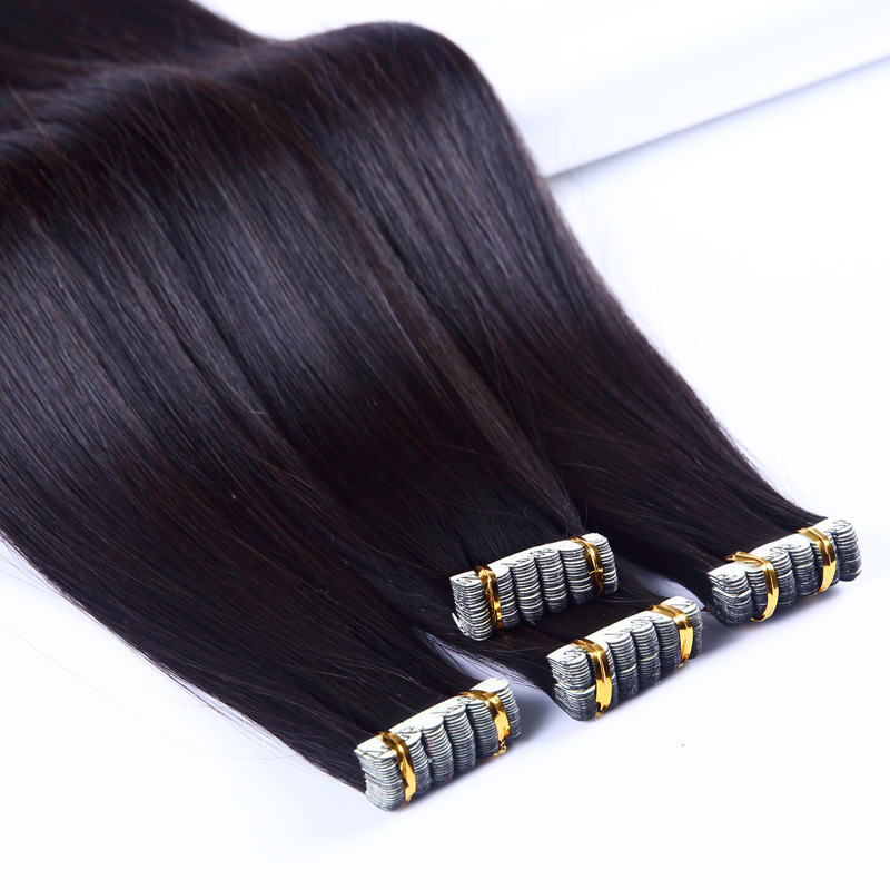 10A Jet Black  #1 Straight Tape In Hair Extensions  Remy Hair Extensions Tape In 100g Per Pack Seamless tape hair extensions 16-26Inch