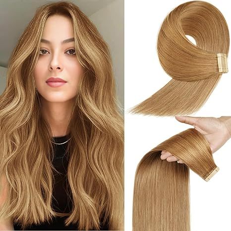 10A  Honey Blonde #27 Tape In Hair Extensions  Virgin Remy Hair Extensions 100g Per Pack Seamless tape hair extensions 16-30 inch