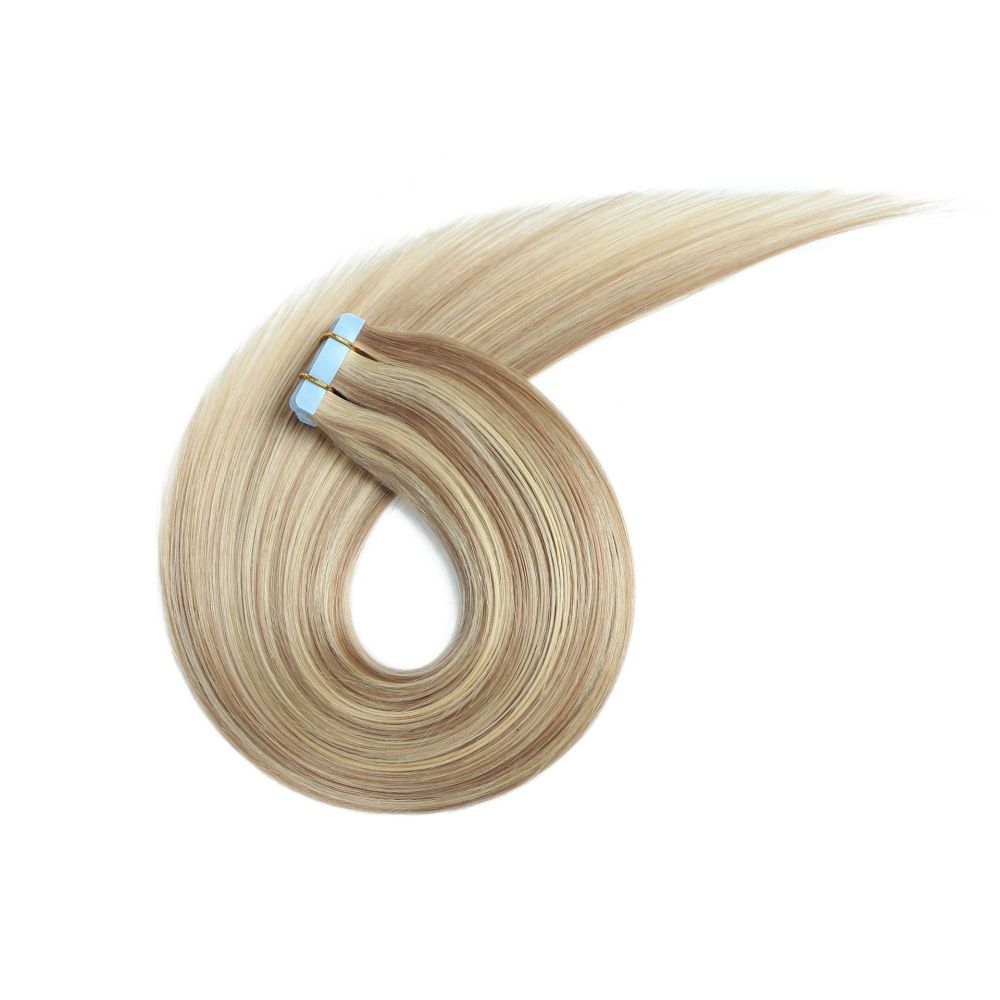 Highlight Blonde #P18/613 Tape in Extensions Virgin Remy Human Hair Extensions Straight Tape in Hair Extensions 100g