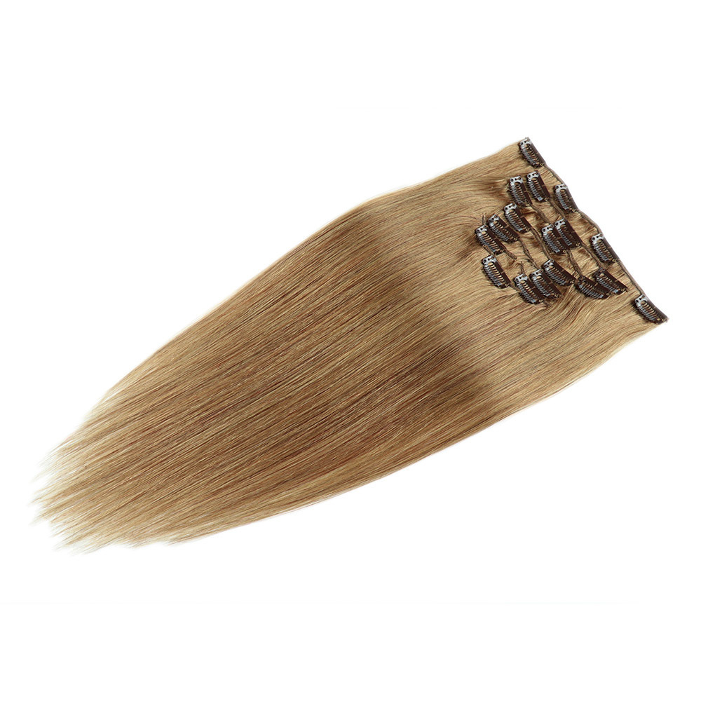 7 pcs Light  Brown #8  Straight  100grams  Clip in  Human Hair Extensions 100% Remy Human Hair Extensions  for woman