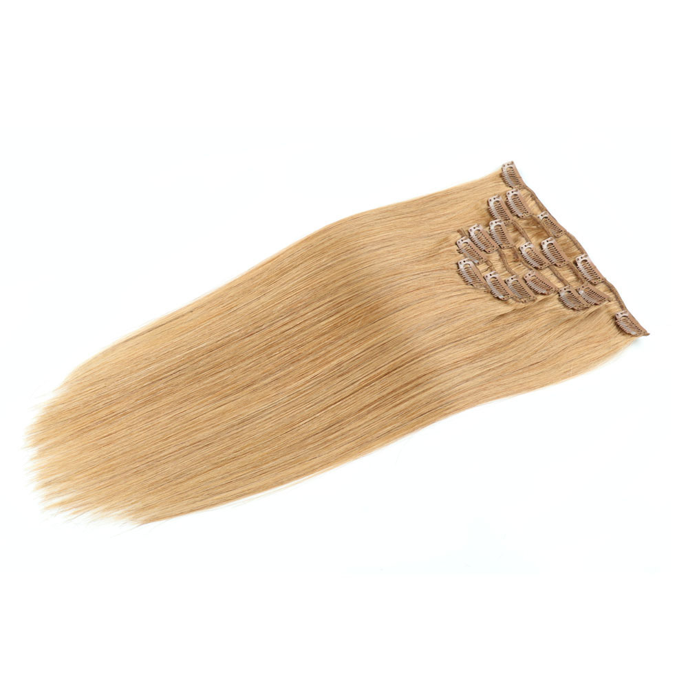 7 pcs  Light Brown #16  Straight  100grams  Clip in  Human Hair Extensions 100% Remy Human Hair Extensions  for woman