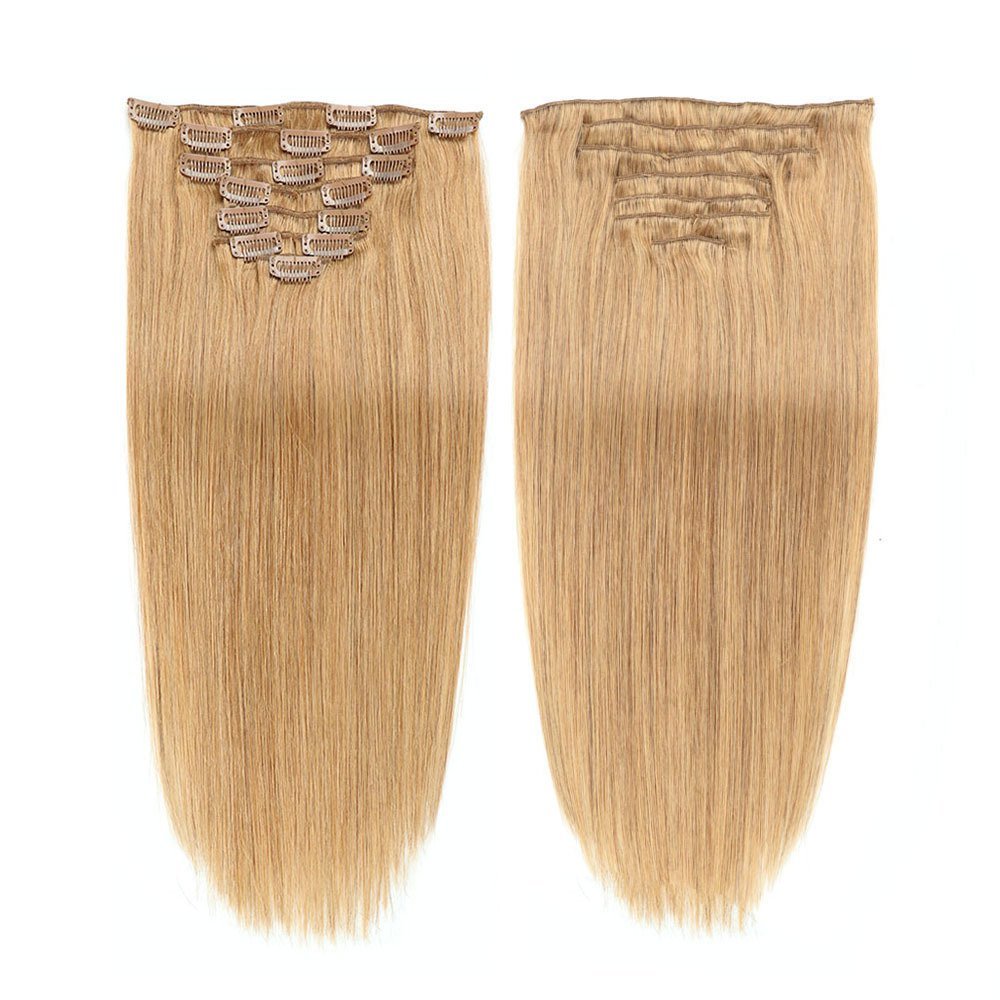 7 pcs  Light Brown #16  Straight  100grams  Clip in  Human Hair Extensions 100% Remy Human Hair Extensions  for woman