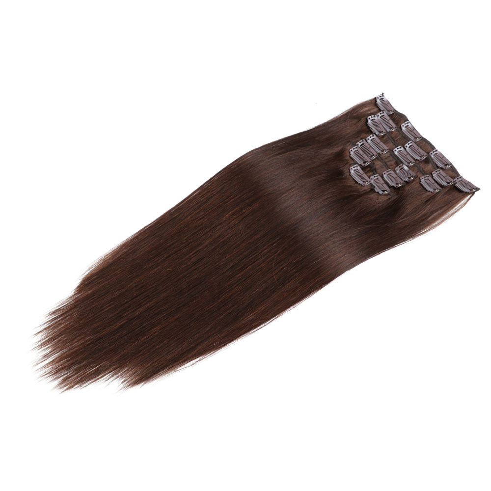 7 pcs Dark Brown#2   Clip in  Human Hair Extensions 100grams Straight  100% Remy Human Hair Extensions  Clip in Hair Extensions