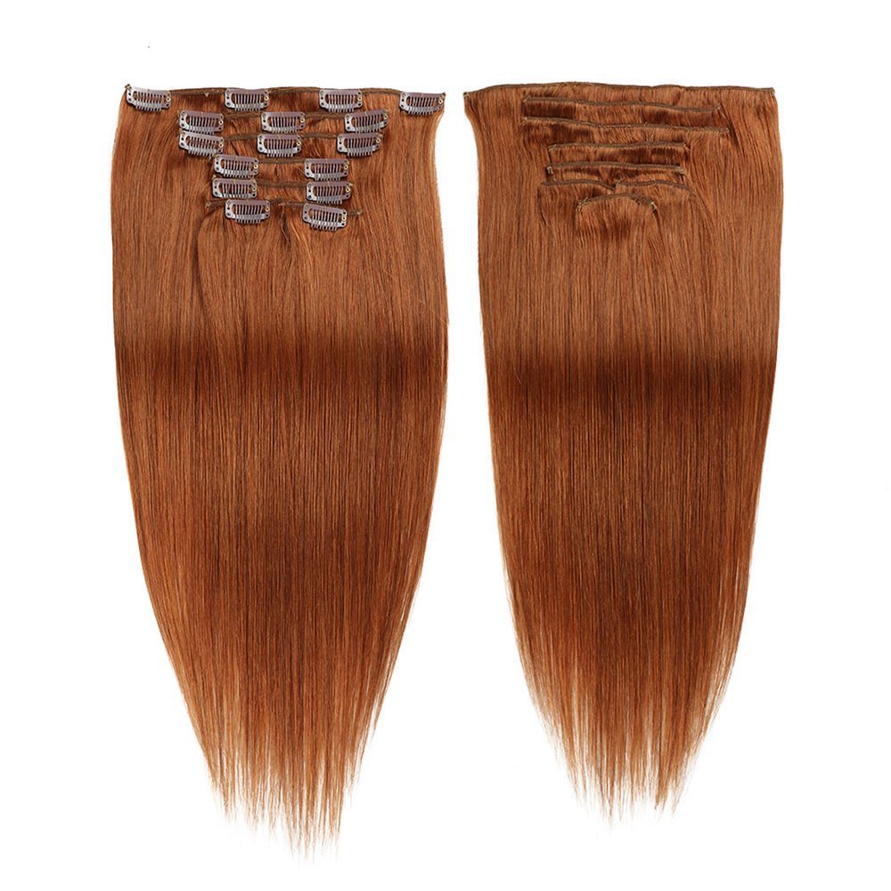7 pcs  color #30  Straight  100grams  Clip in  Human Hair Extensions 100% Remy Human Hair Extensions  for woman