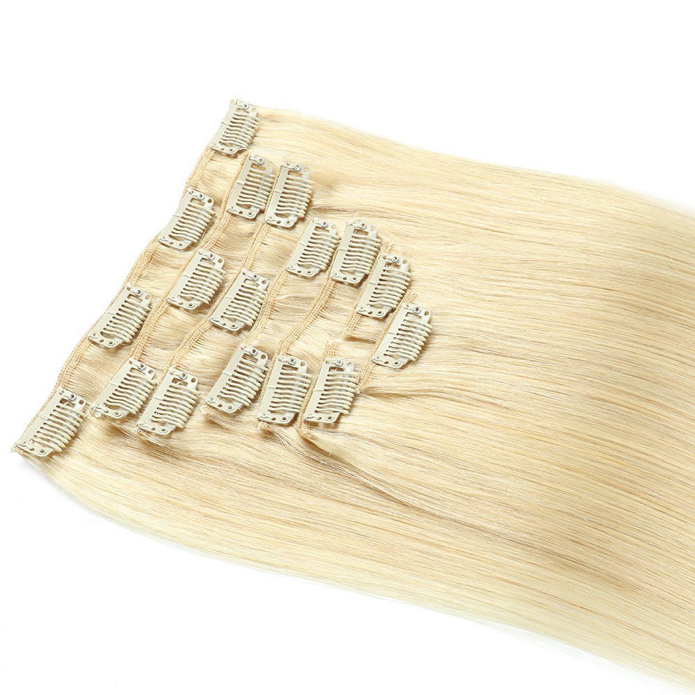 7 pcs Blonde  #613 Straight  100grams  Clip in  Human Hair Extensions 100% Remy Human Hair Extensions  for woman