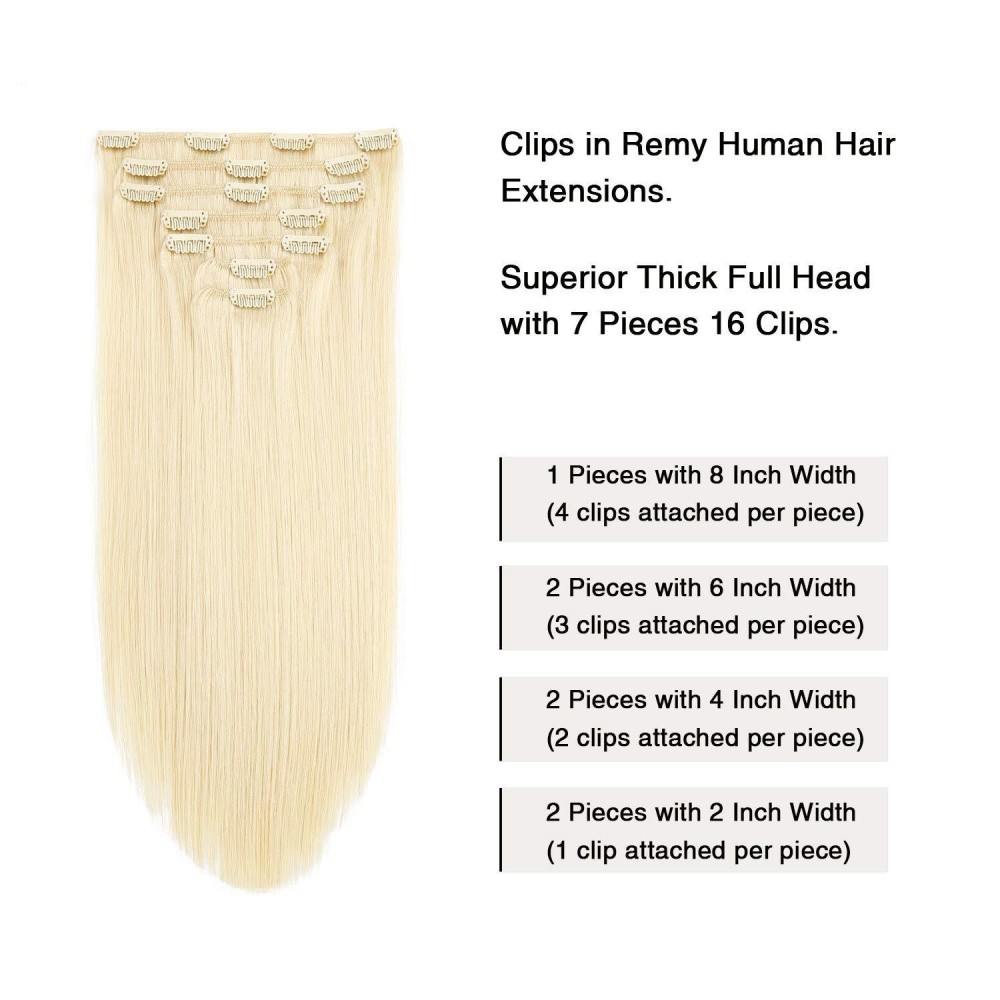 7 pcs Blonde  #613 Straight  100grams  Clip in  Human Hair Extensions 100% Remy Human Hair Extensions  for woman