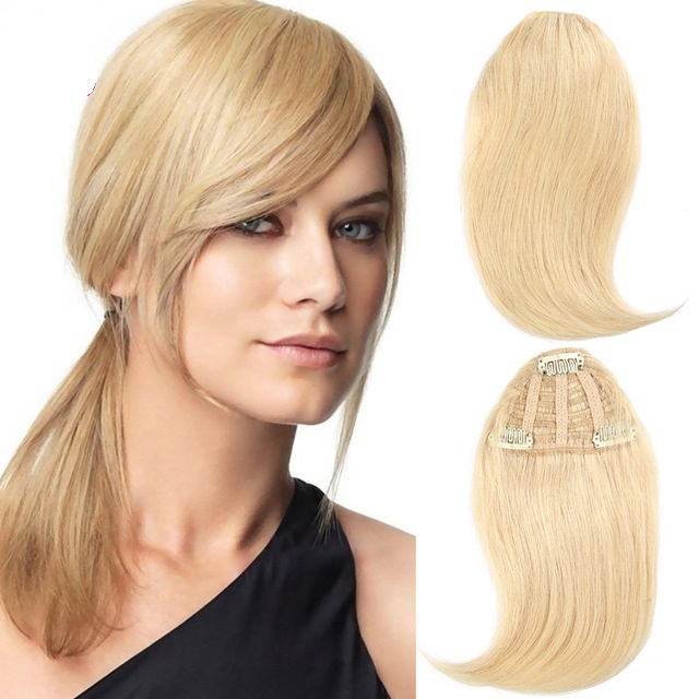 Piano Blonde Color Brazilian Human Hair Clip-in Hair Bang Full Fringe Short Straight Hair Extension for women