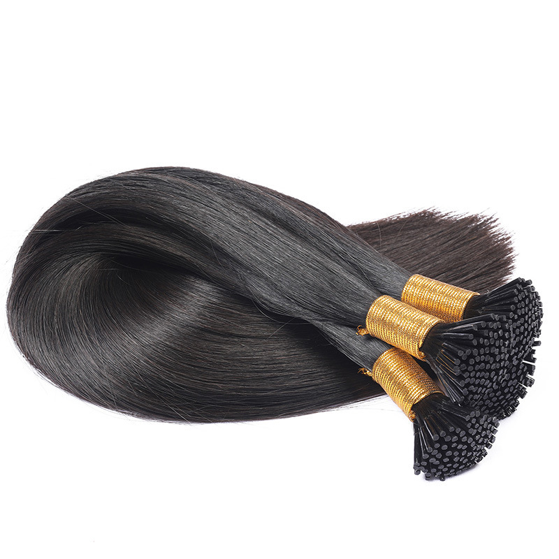 10A Natural Black #1 Stick I Tip Virgin Remy Human Hair Extensions Pre Bonded Keratin 100% Human Hair Extensions