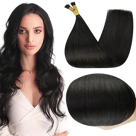 10A Natural Black #1 Stick I Tip Virgin Remy Human Hair Extensions Pre Bonded Keratin 100% Human Hair Extensions