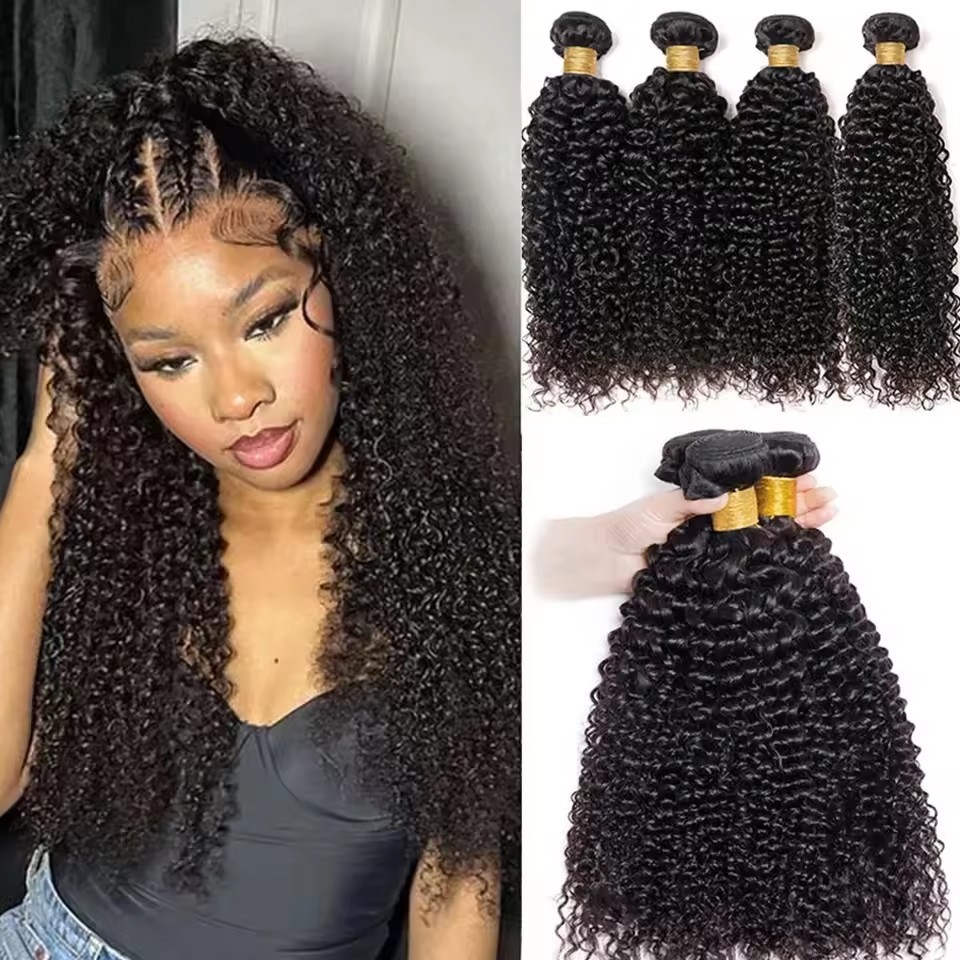 10A Natual Mongolian Kinky Curly Human Hair Bundles  Jerry Curl Remy Hair Weave Bundle Raw Human Hair Extensions