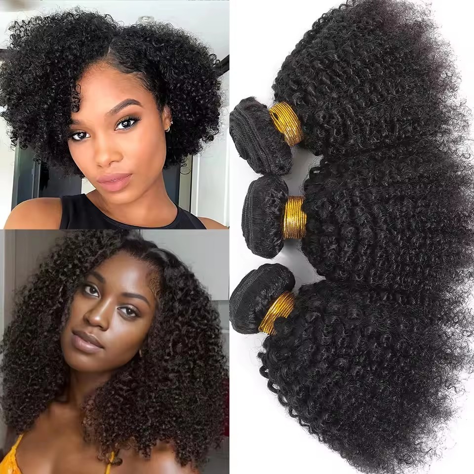 10A Natual  Afro Kinky Curly Human Hair Bundles Afro kinky Bulk Human Hair Weave Bundle Deal Hair Extensions Wholesale