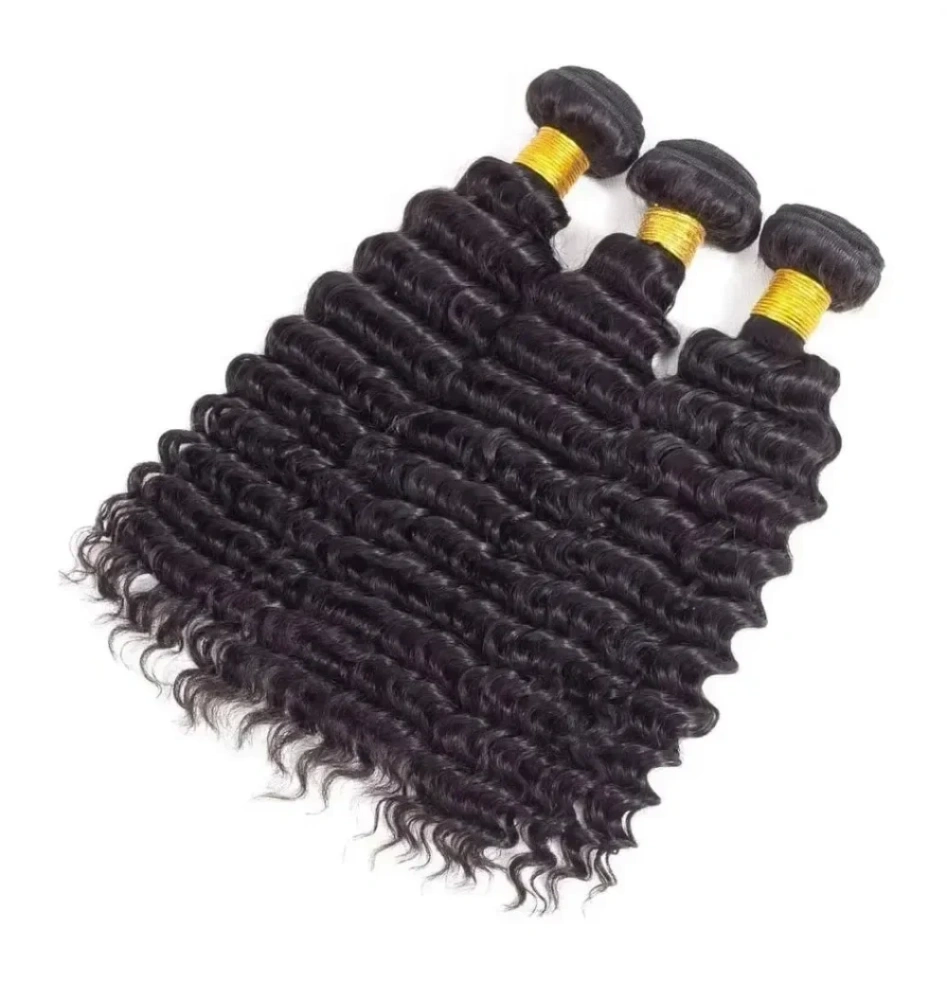 10A Natural Deep Wave  Unprocessed Brazilian Remy Human Hair Weave Extensions Wet and Wavy Hair Bundles