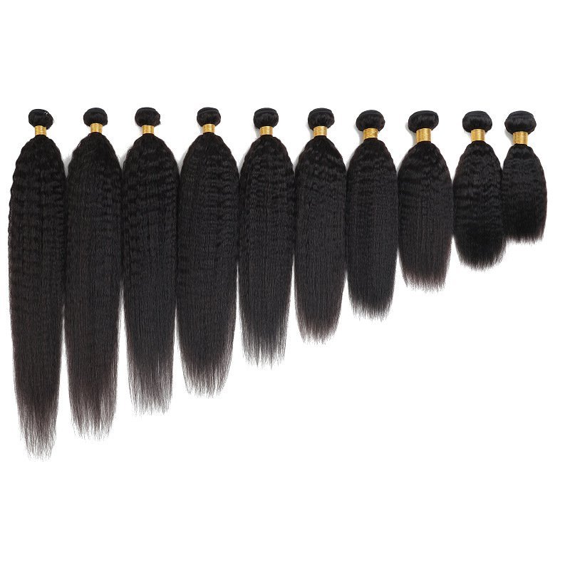 10A Natual Kinky Straight Brazilian Hair Weave Bundle 10-30 Yaki Straight Human Hair Extensions Remy Hair Bundle