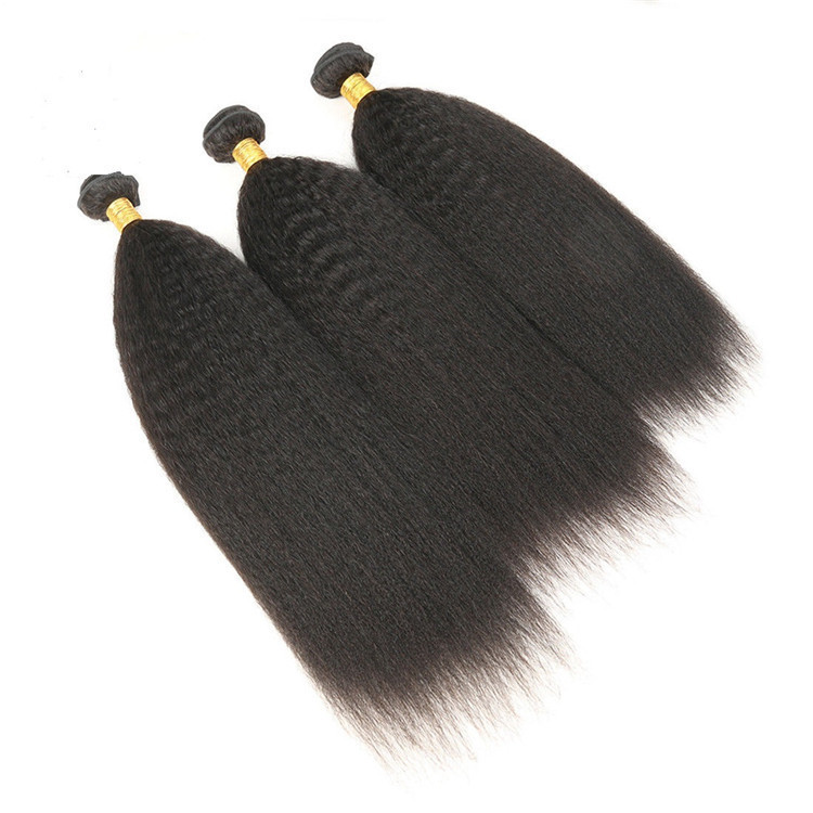 10A Natual Kinky Straight Brazilian Hair Weave Bundle 10-30 Yaki Straight Human Hair Extensions Remy Hair Bundle