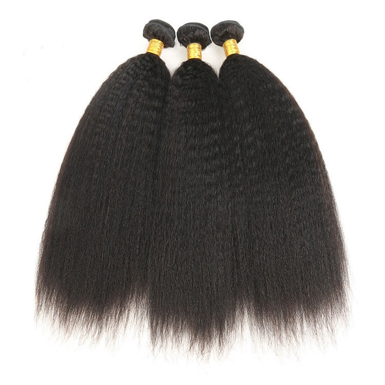 10A Natual Kinky Straight Brazilian Hair Weave Bundle 10-30 Yaki Straight Human Hair Extensions Remy Hair Bundle
