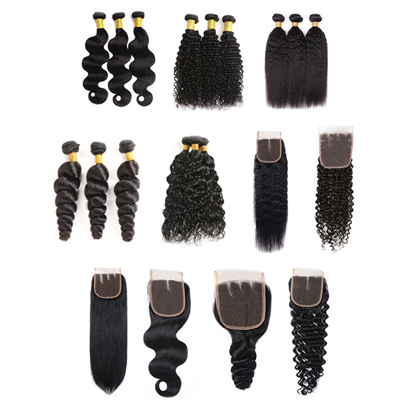 Natural Straight 3 Hair Bundles With closure  remy l Human Hair 3  Bundles With Closure Brazilian Hair Weave Bundles