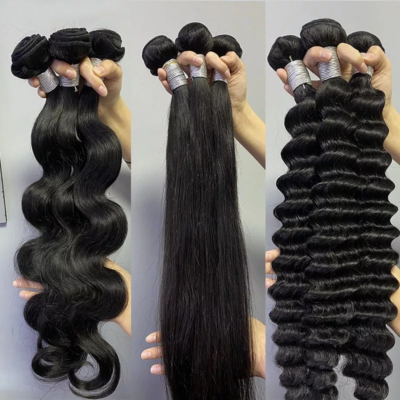 11A Straight Human Hair Weave Bundles Brazilian Natural Color 100% Remy Human Hair Extension 3 Bundles Weft