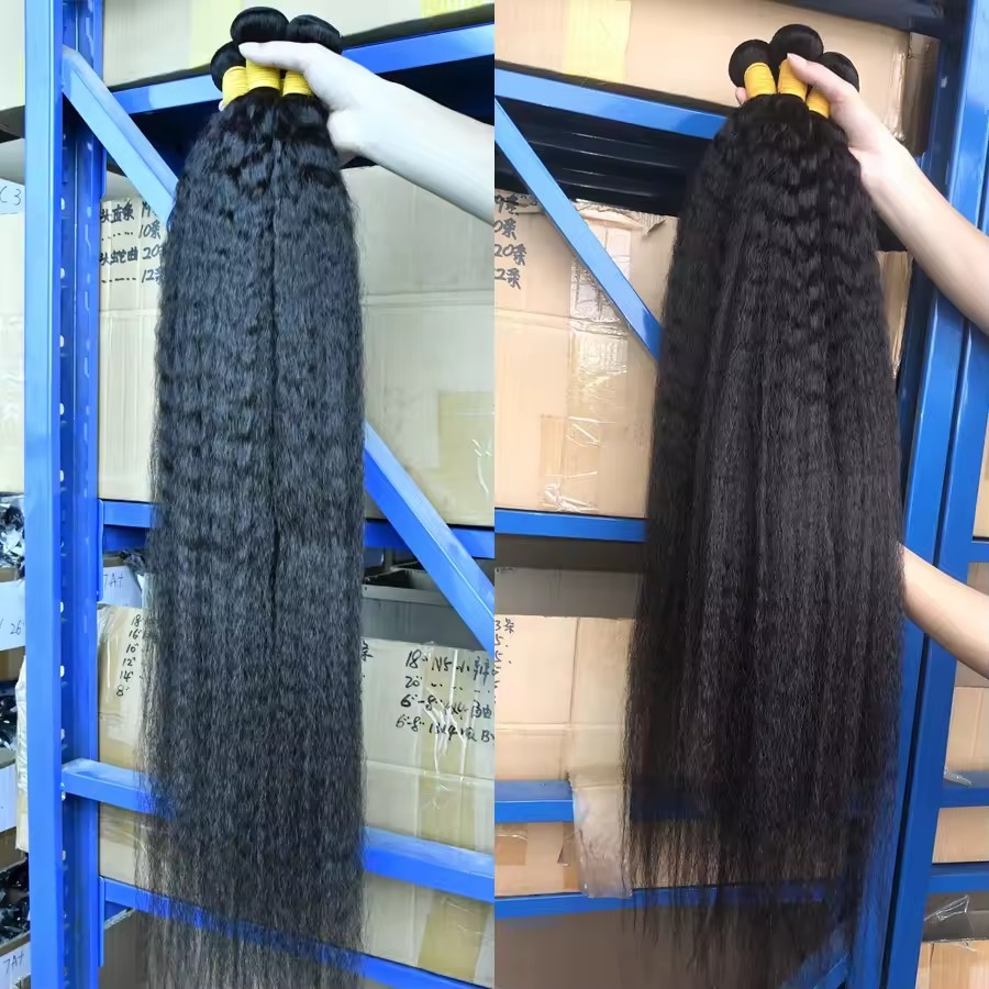 11A Natural Kinky Straight Peruvian Hair Weave Bundles Raw Human Hair Bundle Virgin Remy Extensions For Women