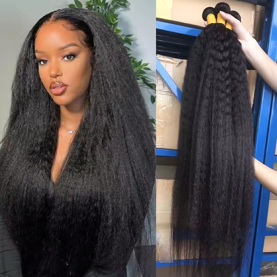 11A Natural Kinky Straight Peruvian Hair Weave Bundles Raw Human Hair Bundle Virgin Remy Extensions For Women
