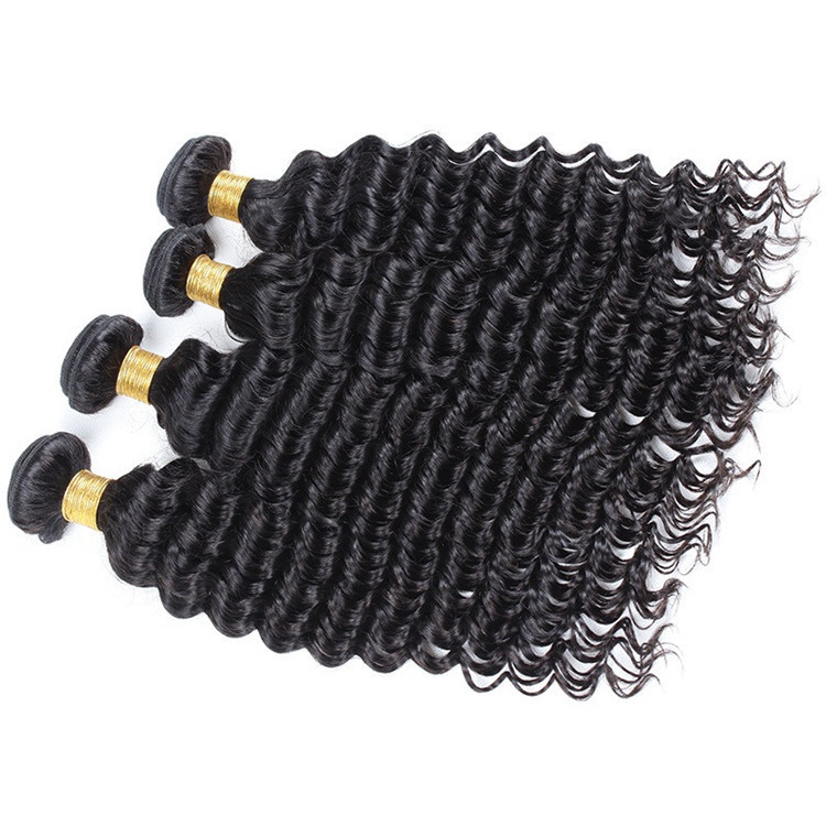 11A Natural Deep Wave Peruvian Hair weft  3 Bundles Unprocessed Virgin Human Hair Weave Extension