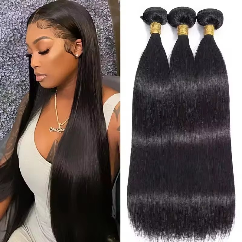 11A Straight Human Hair Weave Bundles Brazilian Natural Color 100% Remy Human Hair Extension 3 Bundles Weft