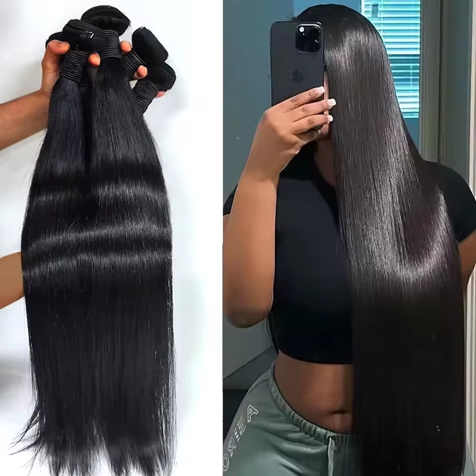 11A Straight Human Hair Weave Bundles Brazilian Natural Color 100% Remy Human Hair Extension 3 Bundles Weft