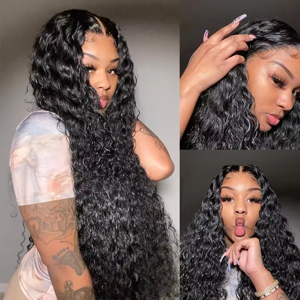Natural Black Water  Wave 3 Brazilian Hair  Bundles with lace closure Unprocessed Virgin Human Hair Weave Extension