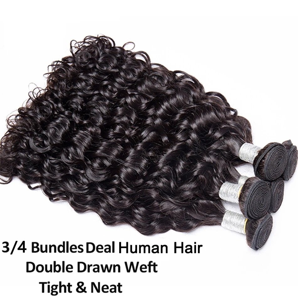11A Natural Water Wave Brazilian Hair weft  3 Bundles Unprocessed Virgin Human Hair Weave Extension