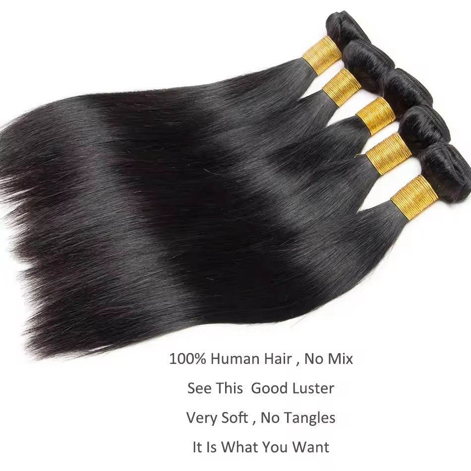 11A Straight Human Hair Weave Bundles Brazilian Natural Color 100% Remy Human Hair Extension 3 Bundles Weft