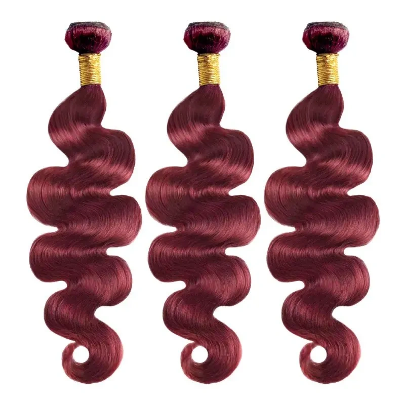 Burgundy Wave Straight Remy Human Hair Bundles 100% Human Hair  Weft  Remy Hair Weft Extension
