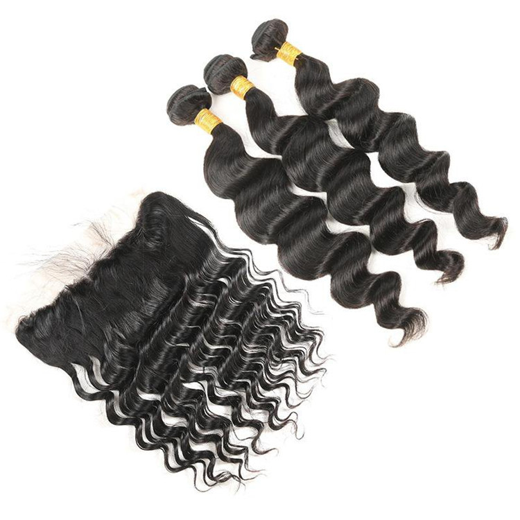Natural Loose Human Hair 3  Bundles With Lace Frontal 13x4  Remy Hair 3  Bundles With Frontal Raw Human Hair Extension