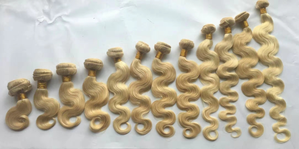 613 Blonde Body Wave Human Hair Bundles 10-30 Inches Light Color Brazilian Weft Hair Extensions