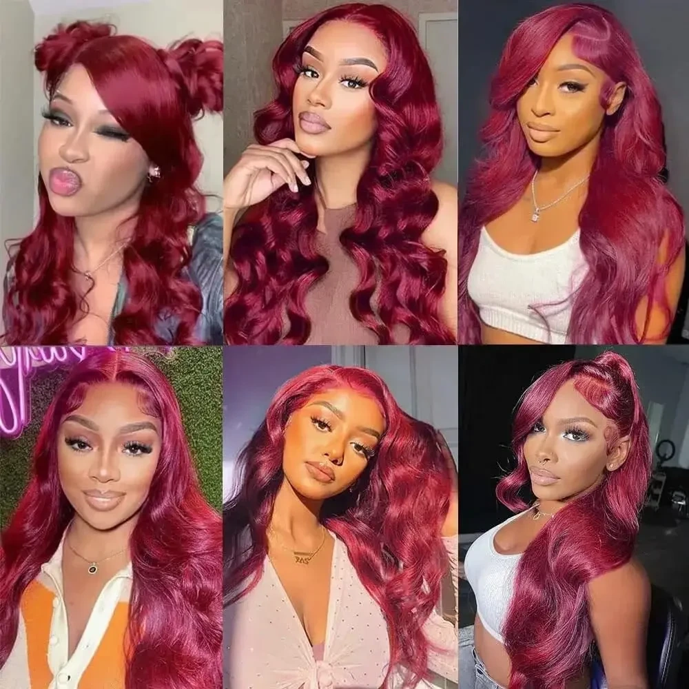 Body Wave 99J Human Hair Bundles Wine Red Bundles Burgundy  Human Hair Bundles Brazilian Unprocessed Virgin Hair Bundles