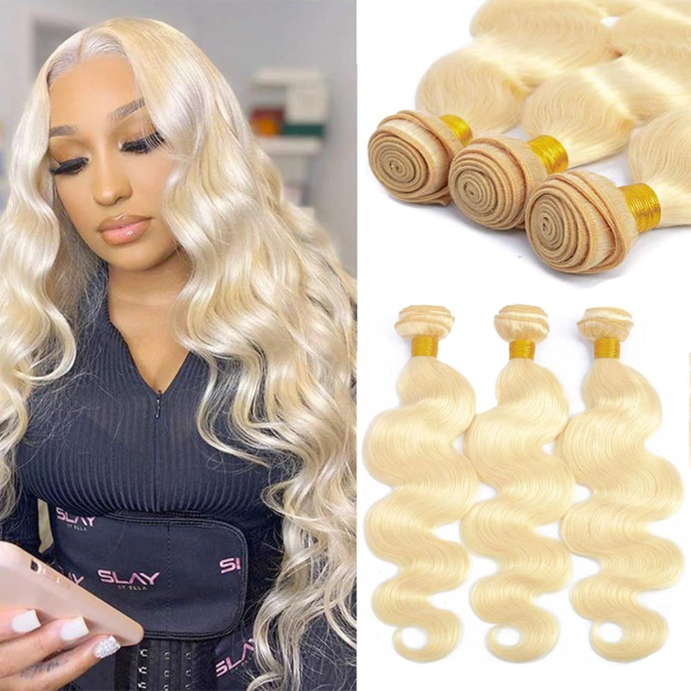 613 Blonde Body Wave Human Hair Bundles 10-30 Inches Light Color Brazilian Weft Hair Extensions