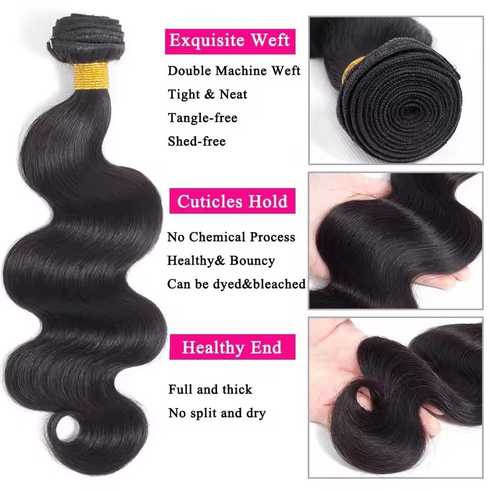 Natural Body Wave Hair Bundles With Frontal Remy Human Hair Bundles With Frontal Brazilian Hair Weaving With 13X4 Lace Hair Extensions
