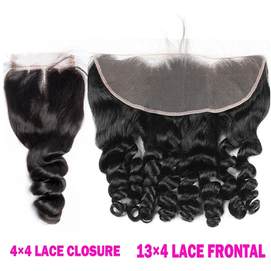 Natural Loose Human Hair 3  Bundles With Lace Frontal 13x4  Remy Hair 3  Bundles With Frontal Raw Human Hair Extension